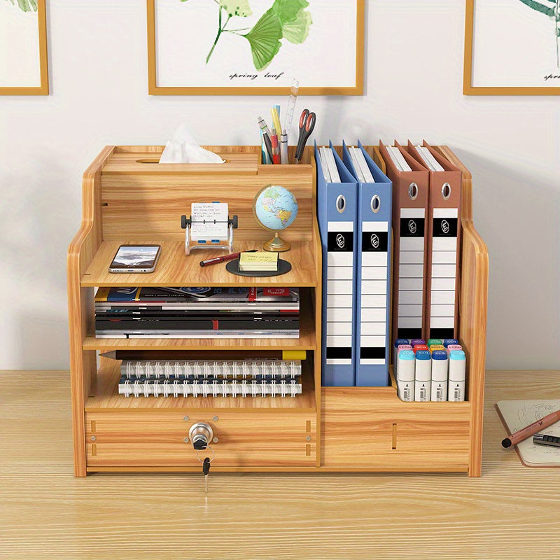 Boîte de Rangement de Bureau en Bois avec Tiroirs Sécurisés