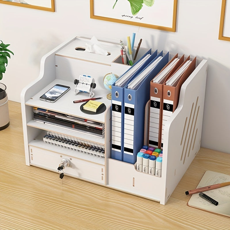 Boîte de Rangement de Bureau en Bois avec Tiroirs Sécurisés