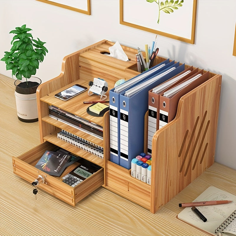 Boîte de Rangement de Bureau en Bois avec Tiroirs Sécurisés