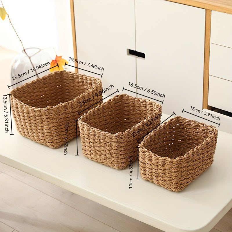 3 paniers de rangement tressé