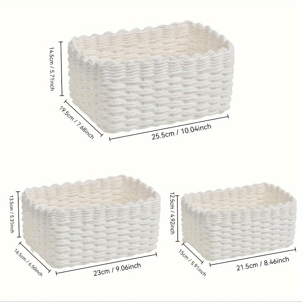 3 paniers de rangement tressé