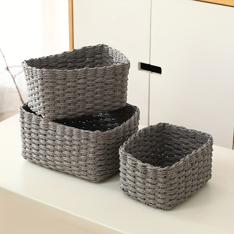 3 paniers de rangement tressé