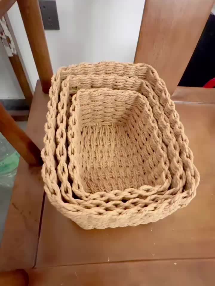 3 paniers de rangement tressé